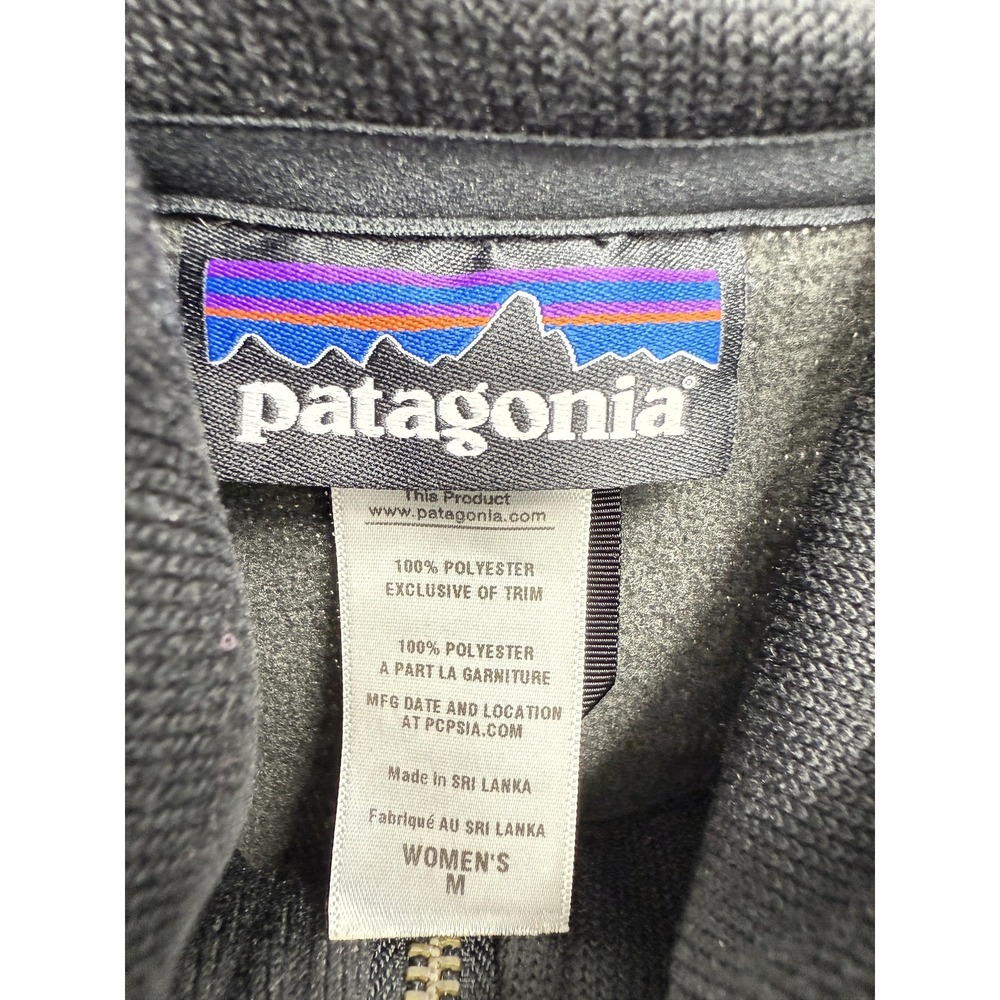 Patagonia Jacket Womens‎ Medium Black Fleece Collar Snap Pockets Elbow Patches - Picture 5 of 9